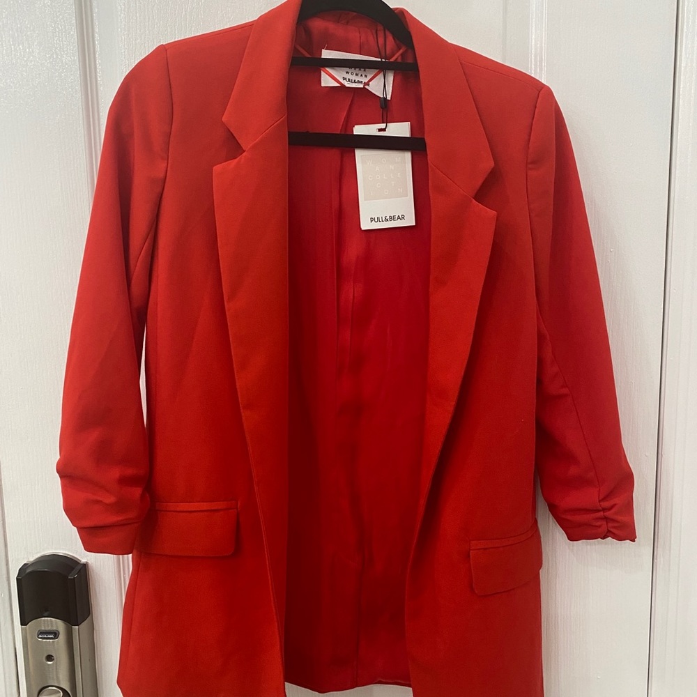 Pull & Bear Red blazer with cinched sleeves